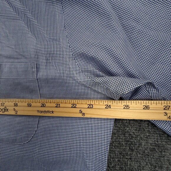 Peter Millar 16.5 Tall Blue Houndstooth Nanoluxe Easy Care Button Up Cotton - Picture 6 of 16